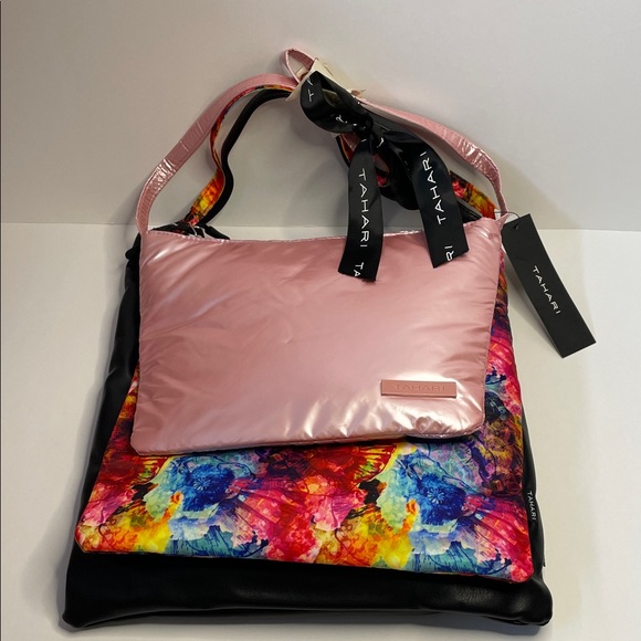 NWT Tahari Pink, Multicolor & Black Tote Bag Set. - Picture 2 of 5
